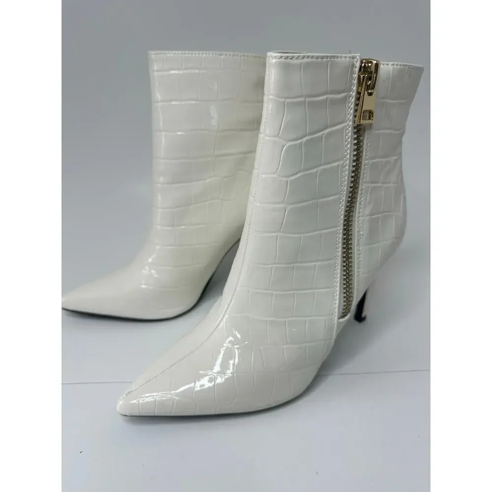 I.N.C. International Concepts Women's Sarishaa Zip Booties White Croc Size 6M - Picture 3 of 8